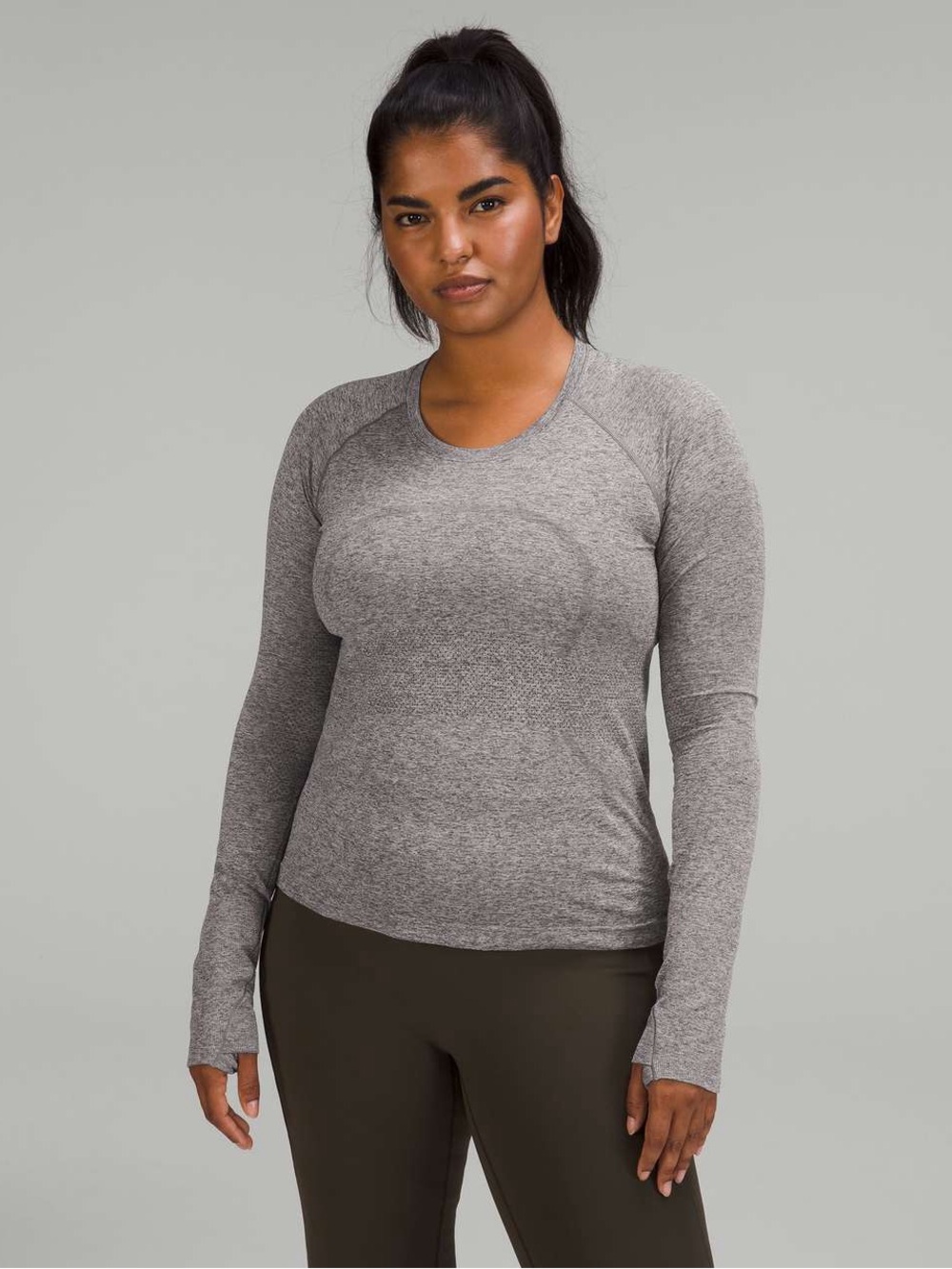 Lululemon Swiftly Tech Long Sleeve Shirt Race Length Graphite Grey size 10